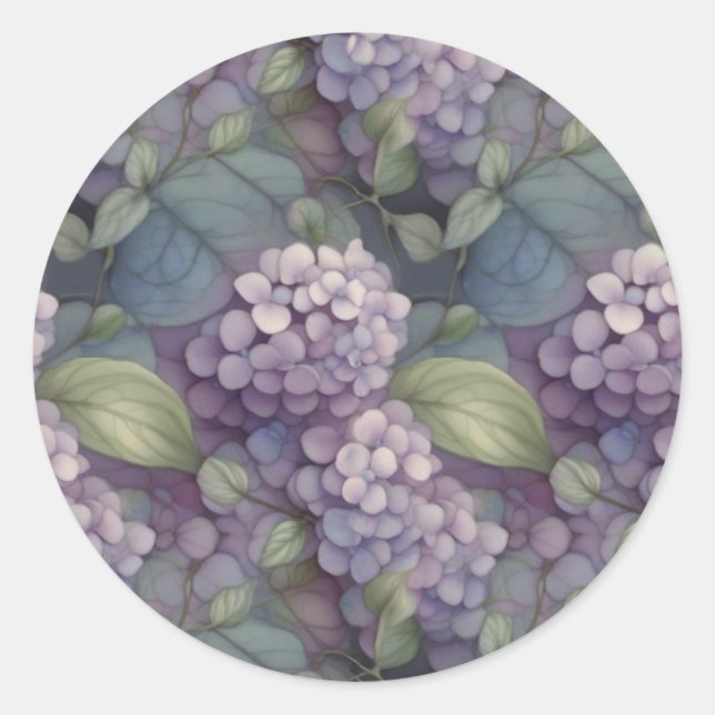 Sticker Rond Elégant chic pourpre pourpre chic aquarelle fleuri (Devant)