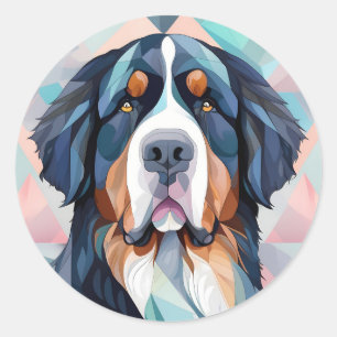 Sticker Rond Elégant chien chic bernese montagne