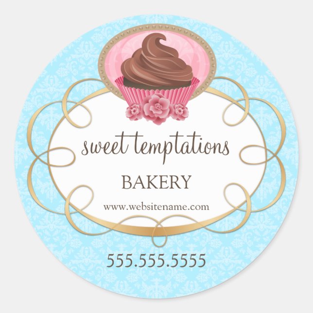 Sticker Rond Élégant Chocolat Cupcake Boulangerie emballage (Devant)