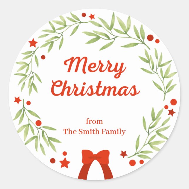 Sticker Rond Elegant Christmas wreath and stars (Devant)