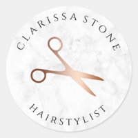 Elégant ciseaux rose or & marbre coiffeuse