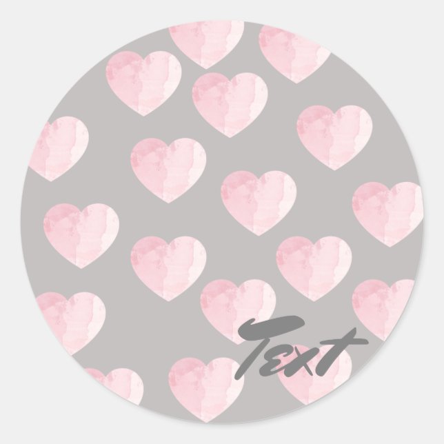 Sticker Rond élégant clair rose clair coeur amour motif (Devant)