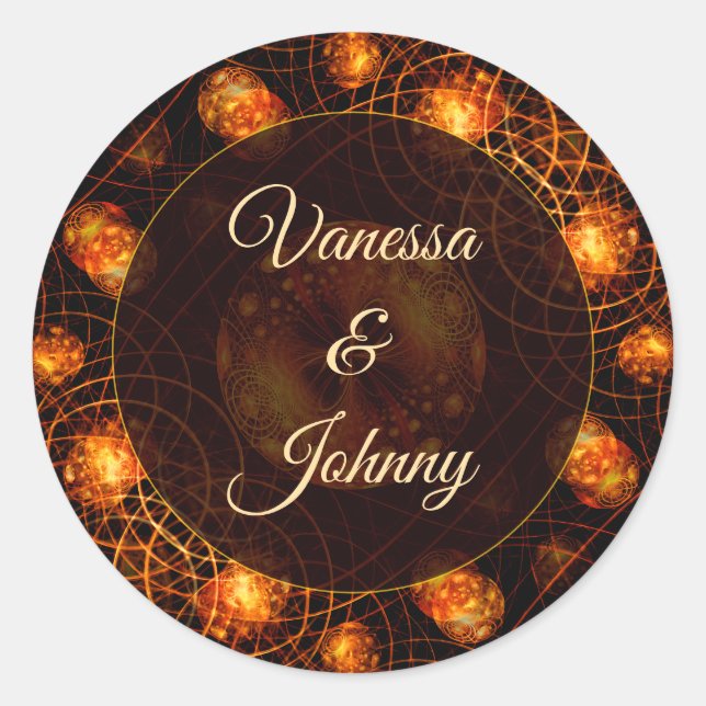 Sticker Rond Élégant Classique Boho Moderne Or #901 Mariage (Devant)