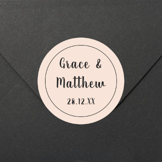 Sticker Rond Élégant classique rose vierge Mariage minimaliste