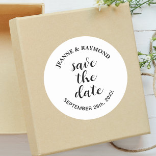 Sticker Rond Elegant Clean Mariage Faire-part Enregistrer la da