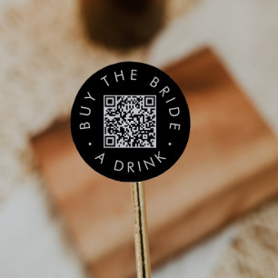 Sticker Rond Élégant code QR circulaire 'Offrez un verre à la m