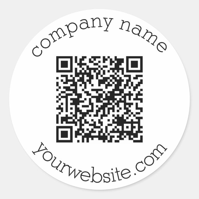 Sticker Rond Élégant Code QR personnalisé moderne & Texte Entre (Devant)