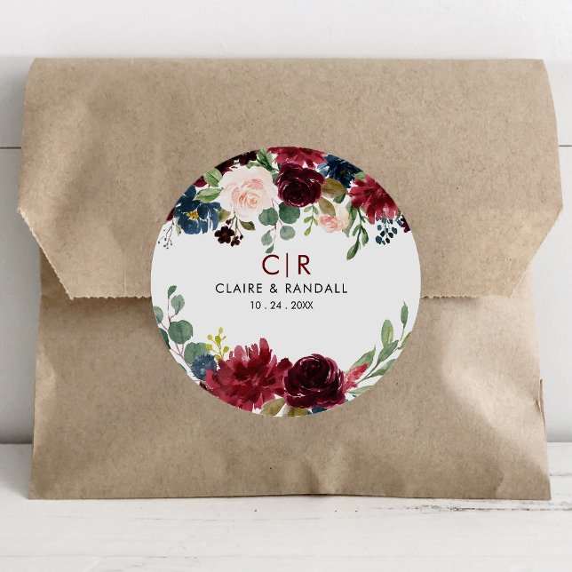 Sticker Rond Élégant coloré Floral Delal Mariage (Créateur téléchargé)