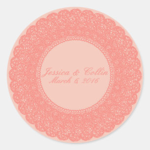 Sticker Rond Elegant coral & peach custom design