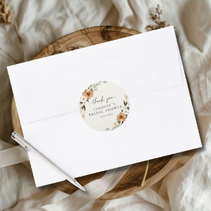 Sticker Rond Élégant Cuivre & Beige Terreux Baby Shower