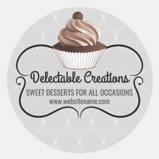 Sticker Rond Élégant Cupcake Boulangerie Cachets