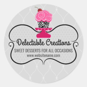 Sticker Rond Élégant Cupcake Boulangerie Cachets