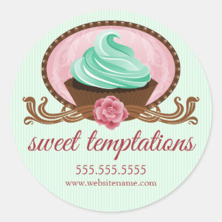 Sticker Rond Élégant Cupcake Boulangerie Cachets