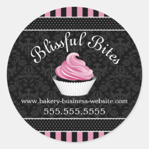 Sticker Rond Élégant Cupcake Boulangerie Cachets