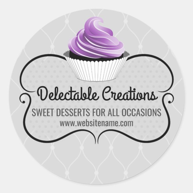 Sticker Rond Élégant Cupcake Boulangerie Cachets (Devant)