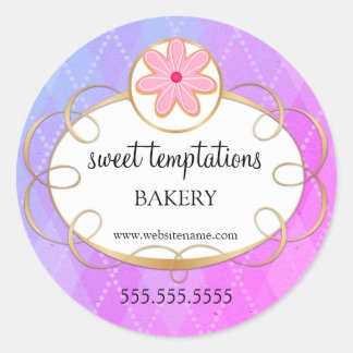 Sticker Rond Élégant Cupcake Boulangerie Emballage Classic Roun