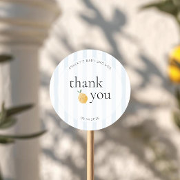 Sticker Rond Elegant Cute Lemon Citrus Baby Shower Thank You