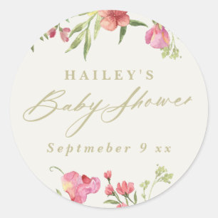 Sticker Rond élégant dainty fleurie Baby shower de mariage