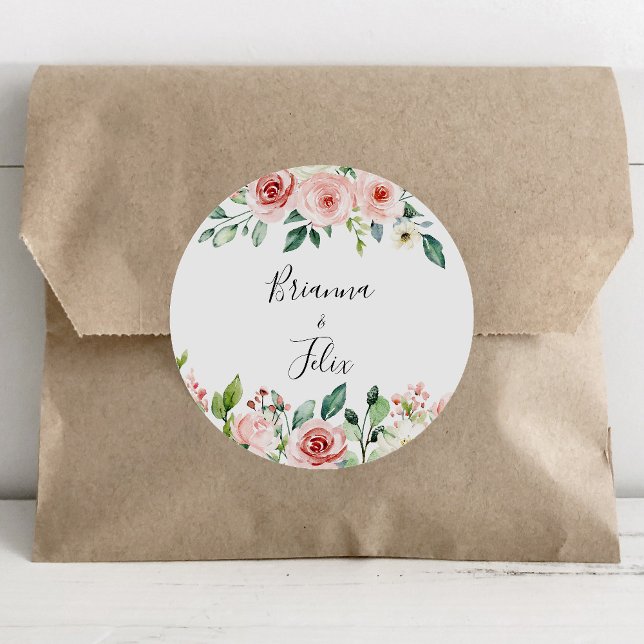 Sticker Rond Elégant Dainty Mariage floral Enveloppe sceaux (Créateur téléchargé)