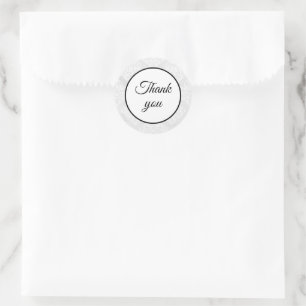 Sticker Rond Elégant Damask Merci Mariage blanc simple