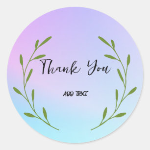Sticker Rond Elegant dégradé aquarelle florale Merci nom