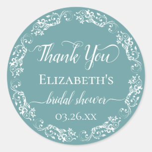 Sticker Rond Élégant dentelle blanche remerciement de mariage t