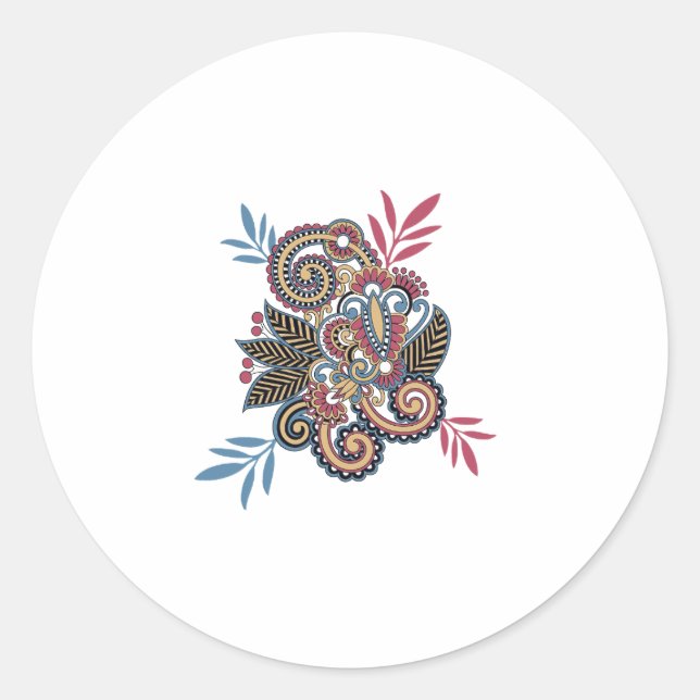 Sticker Rond Elégant design floral Paisley, design Mandala (Devant)