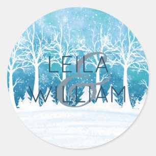 Sticker Rond Elégant design Mariage turquoise bleu
