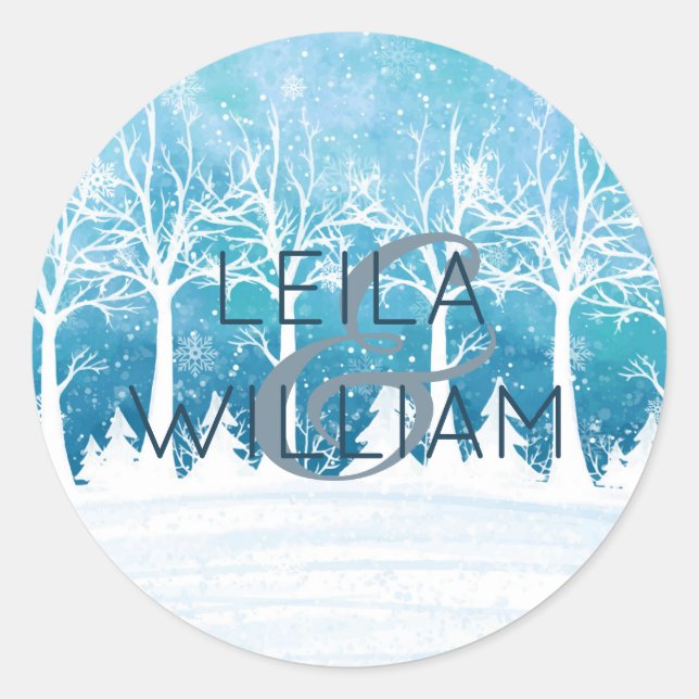 Sticker Rond Elégant design Mariage turquoise bleu (Devant)