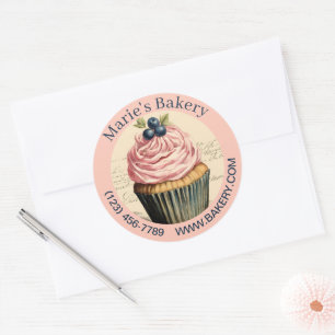 Sticker Rond Élégant dessert Baker Cake Caterer Cupcake Bakery