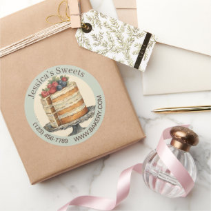 Sticker Rond Élégant dessert Baker Cake Caterer Cupcake Bakery