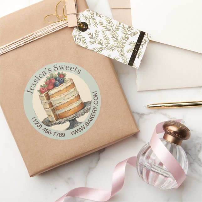 Sticker Rond Élégant dessert Baker Cake Caterer Cupcake Bakery (Cadeaux)