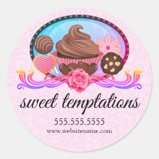 Sticker Rond Élégant Desserts Boulangerie Couvercles