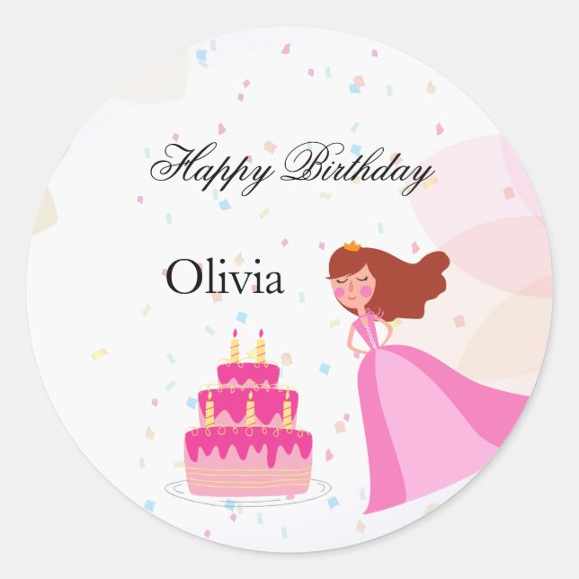 Sticker Rond Elegant Disney princess birthday (Devant)