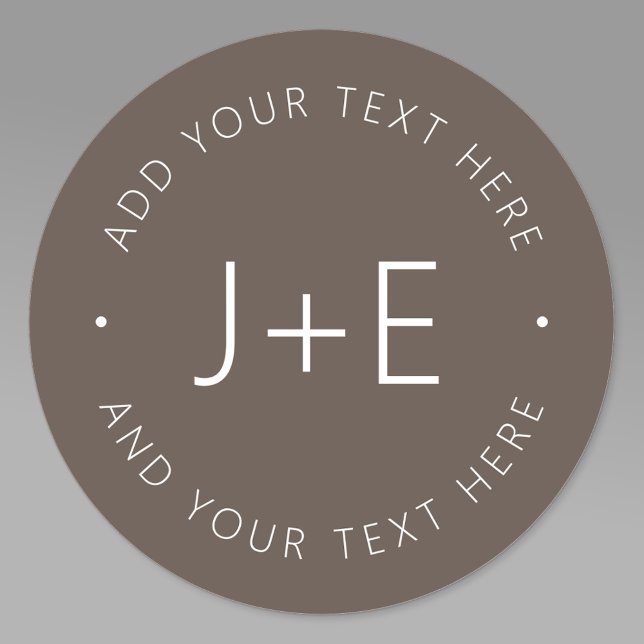 Sticker Rond Élégant do-it-yourself Couples Brown Monogramme &  (Créateur téléchargé)