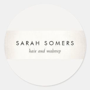 Sticker Rond Élégant élégant blanc moderne FAUX Argent rayé