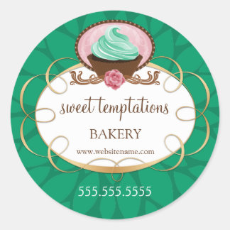 Sticker Rond Élégant emballage de boulangerie Cupcake