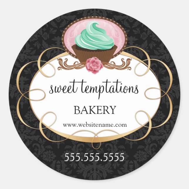 Sticker Rond Élégant emballage de boulangerie Cupcake (Devant)