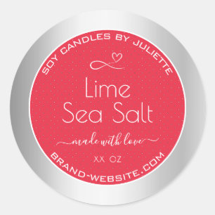 Sticker Rond Élégant emballage en soja couleur argent rouge