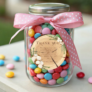 Sticker Rond Élégant et chic Mariage en bois Merci rustique