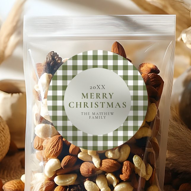 Sticker Rond Élégant et classique Vert En vichy Noël (Créateur téléchargé)