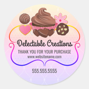 Sticker Rond Élégant et coloré Dessert Boulangerie Cachets