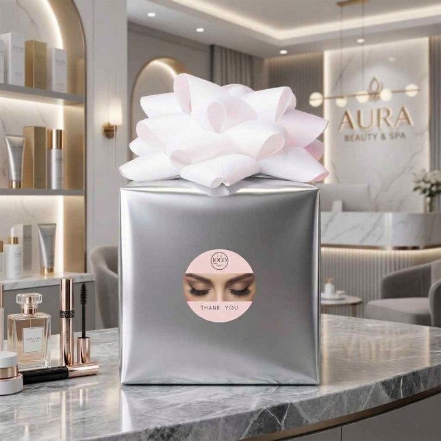 Sticker Rond Elegant Eyelash Extension Makeup Artist Logo (Elegant Eyelash Extension Makeup Artist Logo Classic Round Sticker)