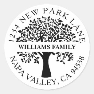 Sticker Rond Elegant Family Tree Adresse de retour