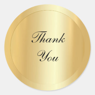 Sticker Rond Elégant Faux Gold Moderne Merci Modèle Texte