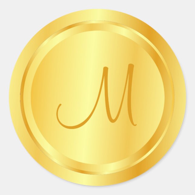 Sticker Rond Elégant Faux Gold Monogramme Modèle Moderne (Devant)