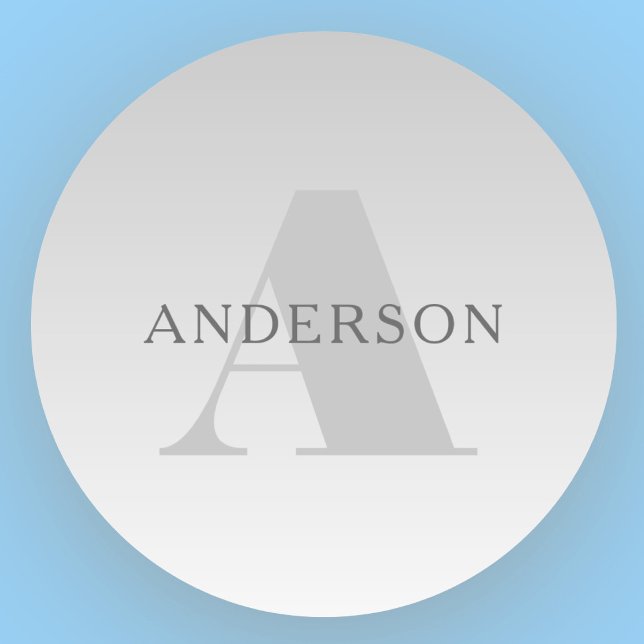 Sticker Rond Élégant Faux Gris Argent Gradient Monogramme (Créateur téléchargé)