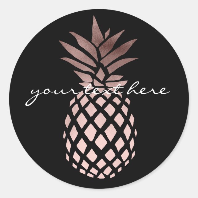 Sticker Rond élégant faux rose or tropical ananas (Devant)