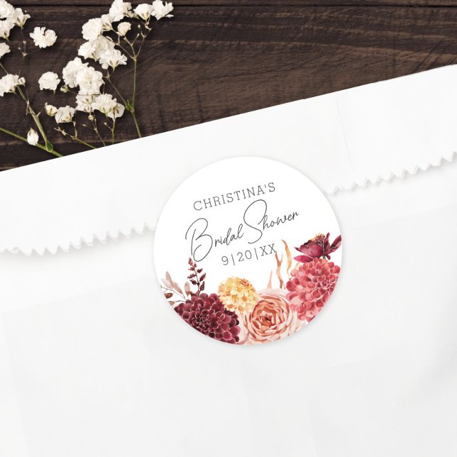 Sticker Rond Élégant Favori de Mariage Floral Bohème Chic (Créateur téléchargé)