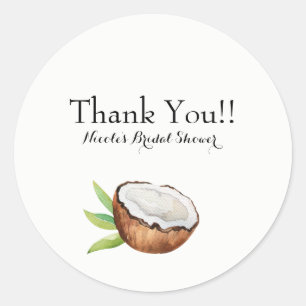 Sticker Rond Élégant Favori de Mariage Tropical à la Noix de Co